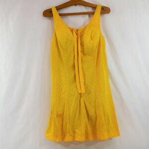 Polka Dot Bathing  Suit Yellow Vintage Size 38